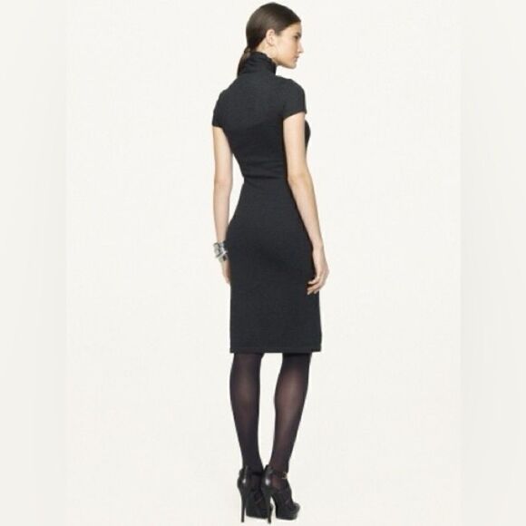 Ralph Lauren ~ Charcoal Cashmere Silk Bow Neck Pinpoint Knit Jersey Sheath Dress - Picture 15 of 16